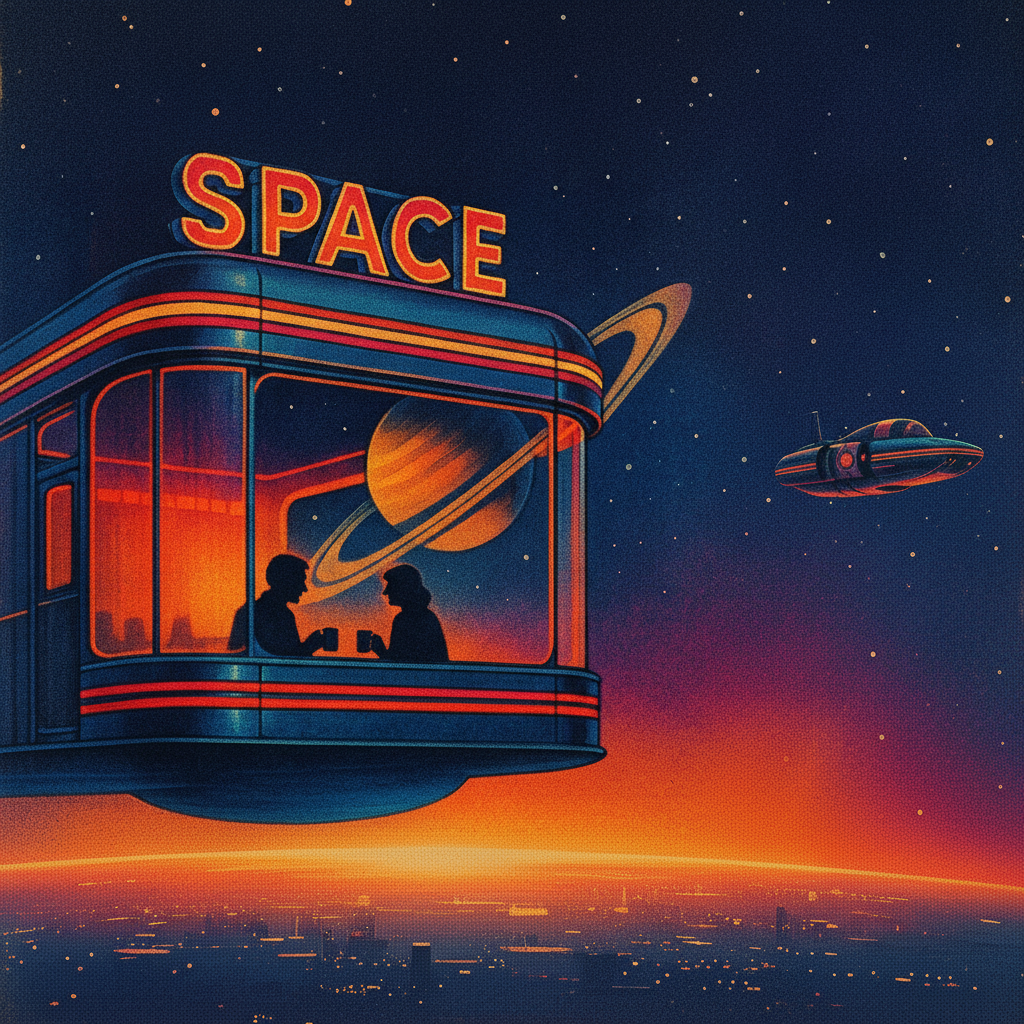 Space Diner at the Edge — Crewneck Sweatshirt
