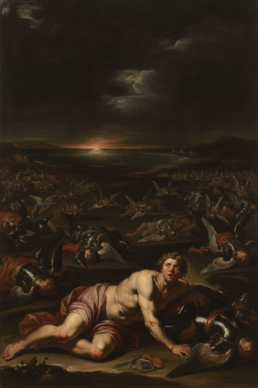 I. The Rebel Host — after the manner of the Baroque printmakers