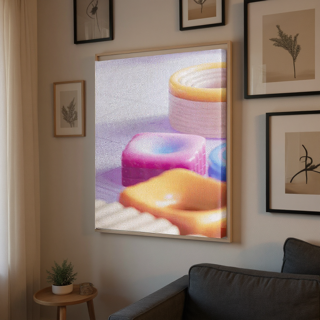 Square art poster lifestyle — gallery wall arrangement in modern home